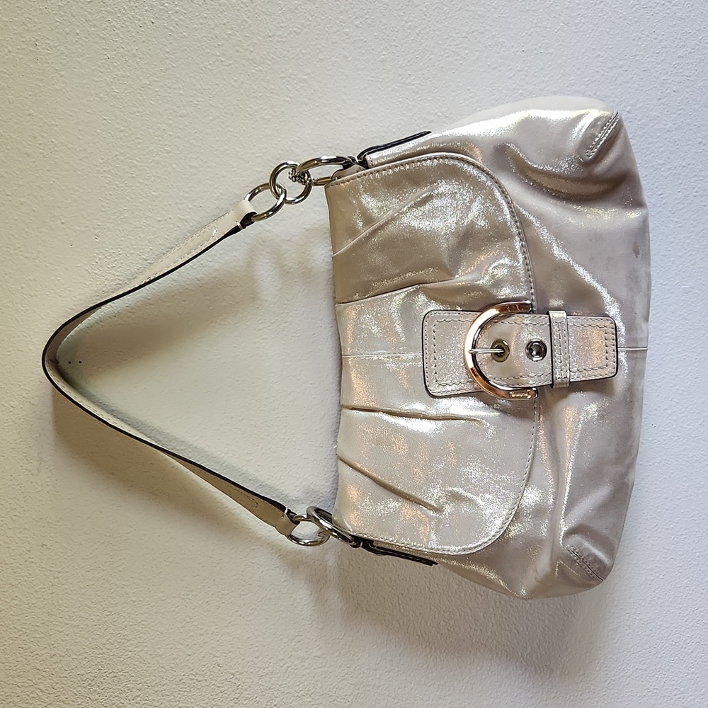Gold shimmer Coach handbag with wallet